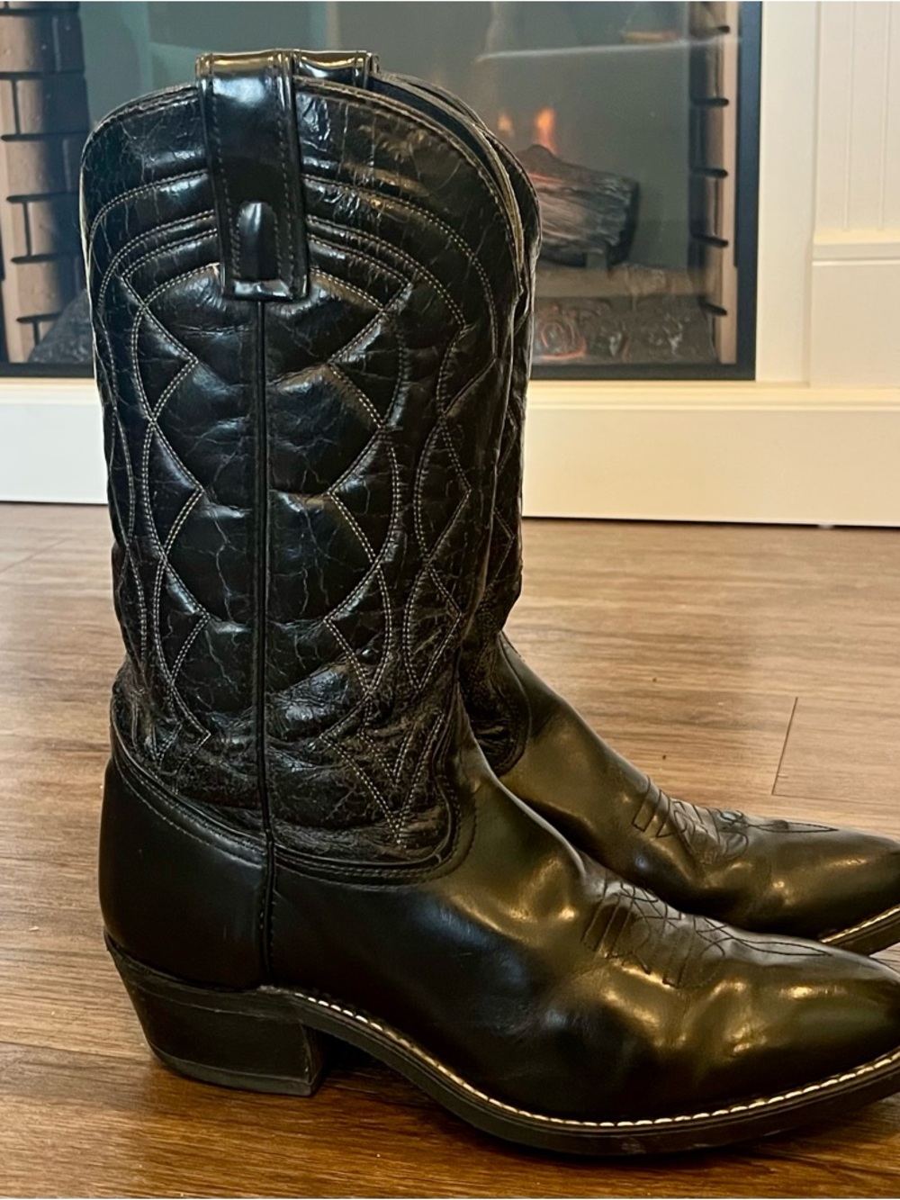 TEXAS Brand Men’s Cowboy Boots 9.5 D Black Leather Western